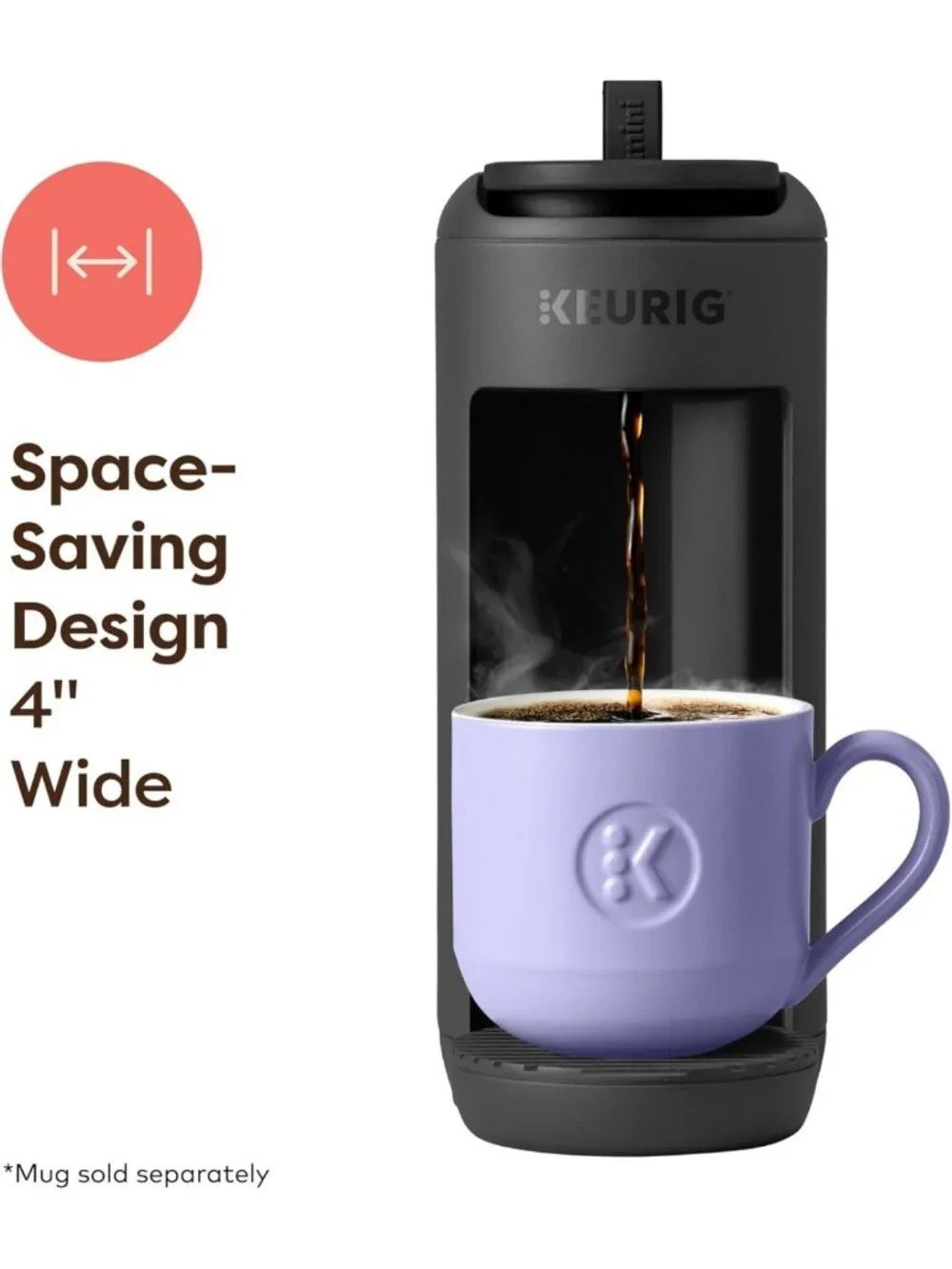 Compact Single Serve Coffee Maker - Brews 12 oz, Portable for Dorms & Offices